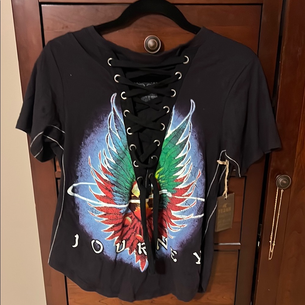 Journey Black Lace-Up Graphic Tee